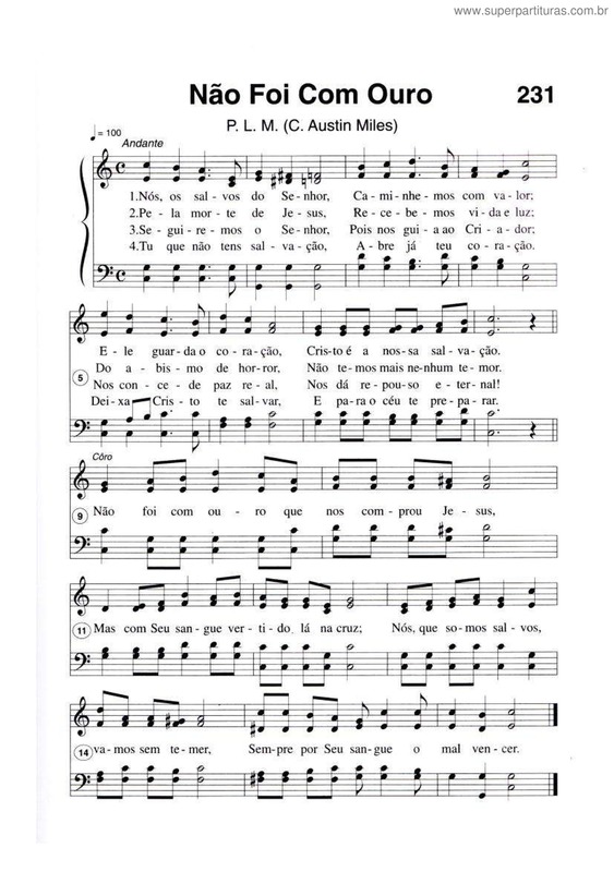 Partitura da música Não Foi Com Ouro