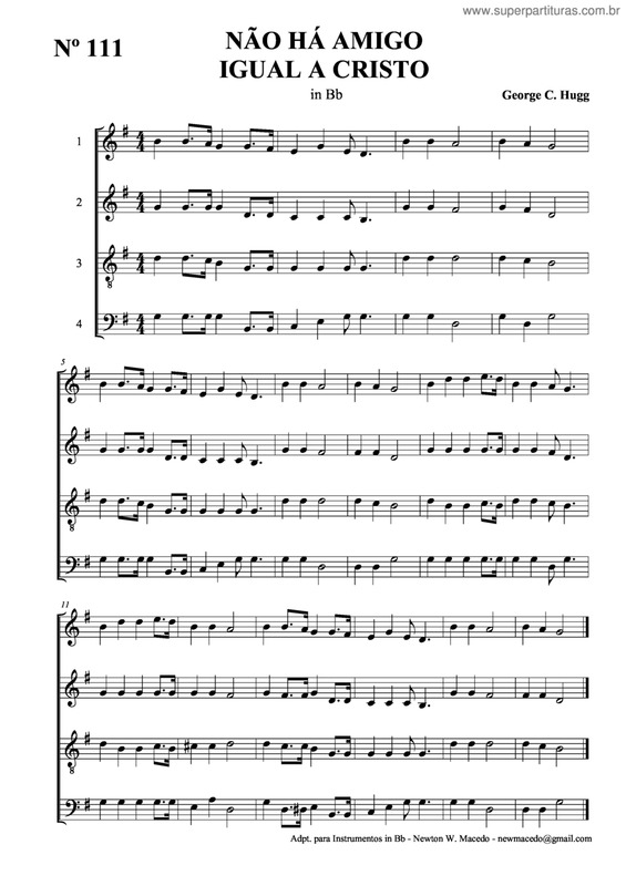 Partitura da música Não Há Amigo Igual A Cristo v.2