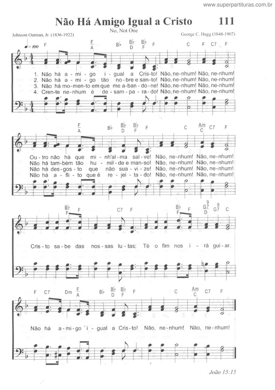 Partitura da música Não Há Amigo Igual A Cristo