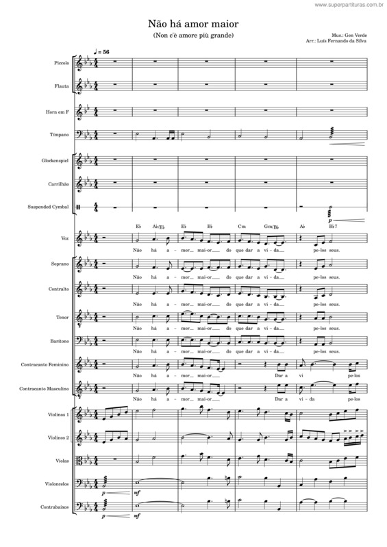 Partitura da música Não Há Amor Maior v.2