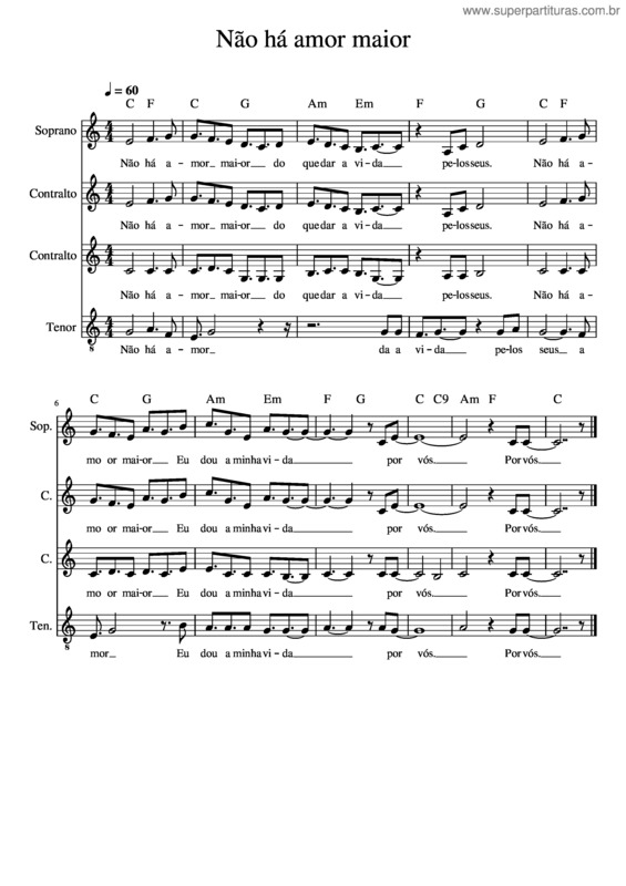 Partitura da música Não Há Amor Maior v.3