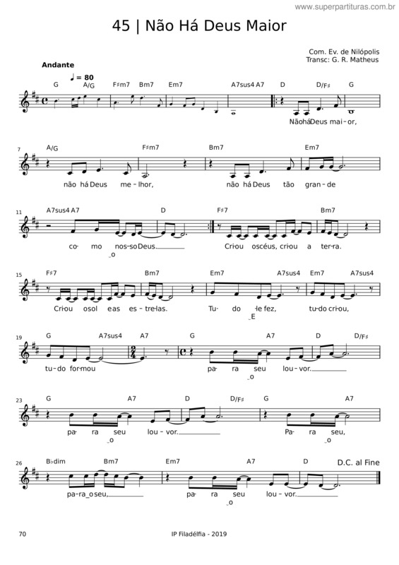 Partitura da música Não Há Deus Maior v.10