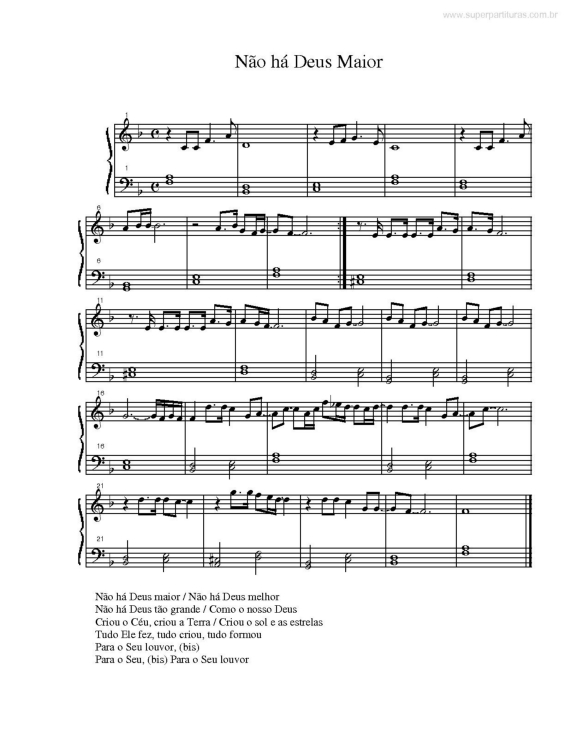 Partitura da música Não há Deus Maior v.2