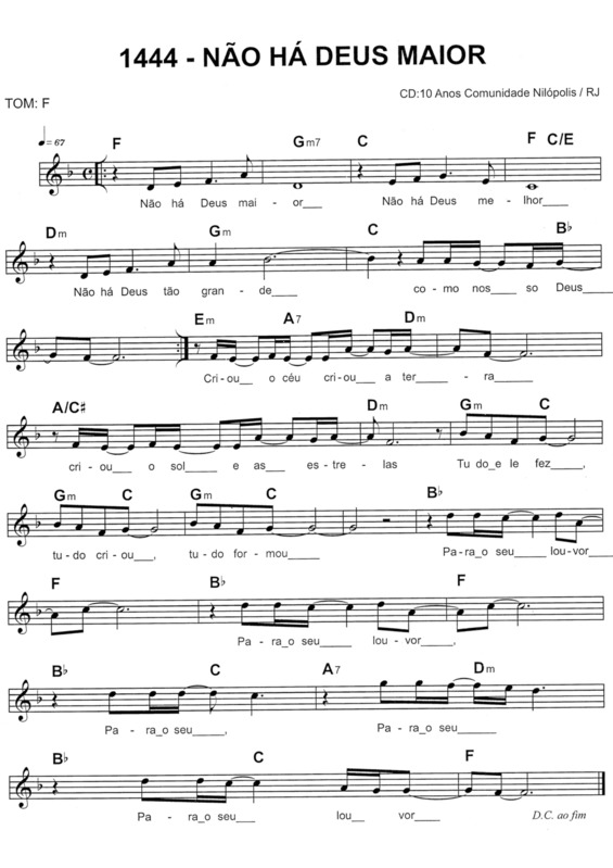 Partitura da música Não Há Deus Maior v.4