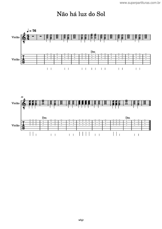 Partitura da música Nao Ha Luz Do Sol