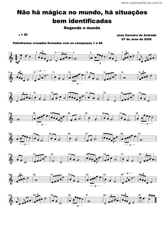 Partitura da música Não Há Mágica No Mundo, Há Situações Bem Identificadas