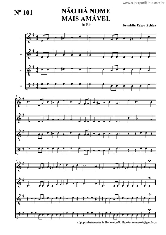 Partitura da música Não Há Nome Mais Amável v.2