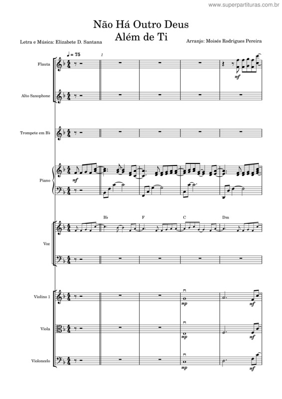 Partitura da música Não Há Outro Deus Além De Ti