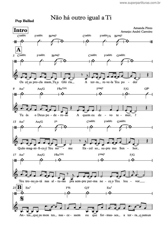 Partitura da música Não Há Outro Igual A Ti