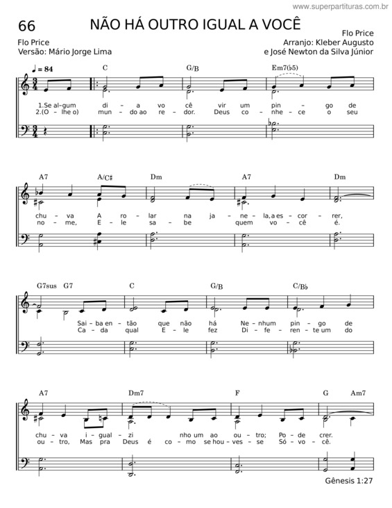 Partitura da música Não Há Outro Igual A Você – Flo Price v.2