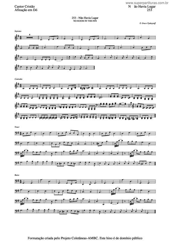 Partitura da música Não Havia Lugar v.2