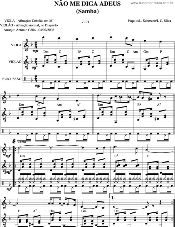 Partitura da música Não Me Diga Adeus v.4