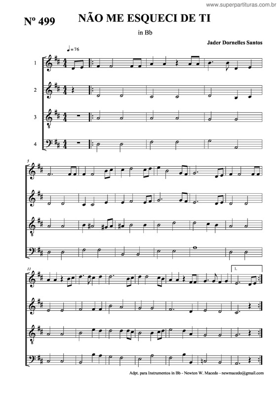 Partitura da música Não Me Esqueci De Ti v.4