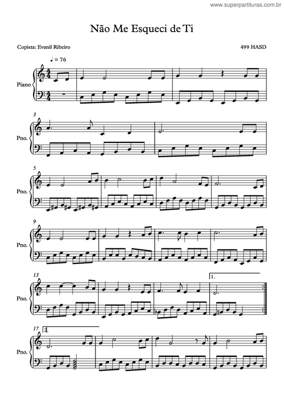 Partitura da música Não Me Esqueci De Ti