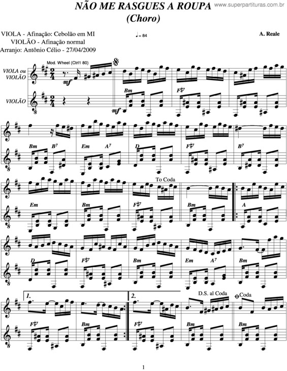 Partitura da música Não Me Rasgues A Roupa