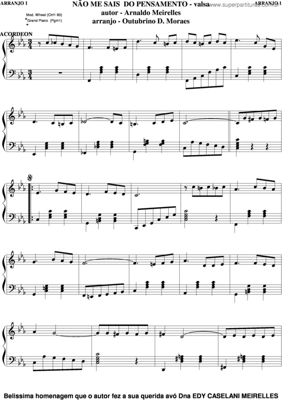 Partitura da música Não Me Sais Do Pensamento v.4