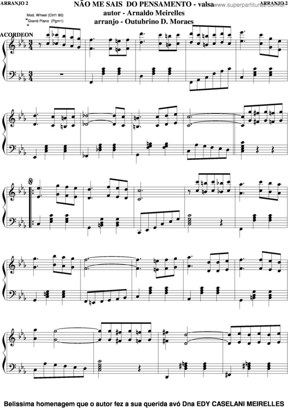 Partitura da música Não Me Sais Do Pensamento v.5