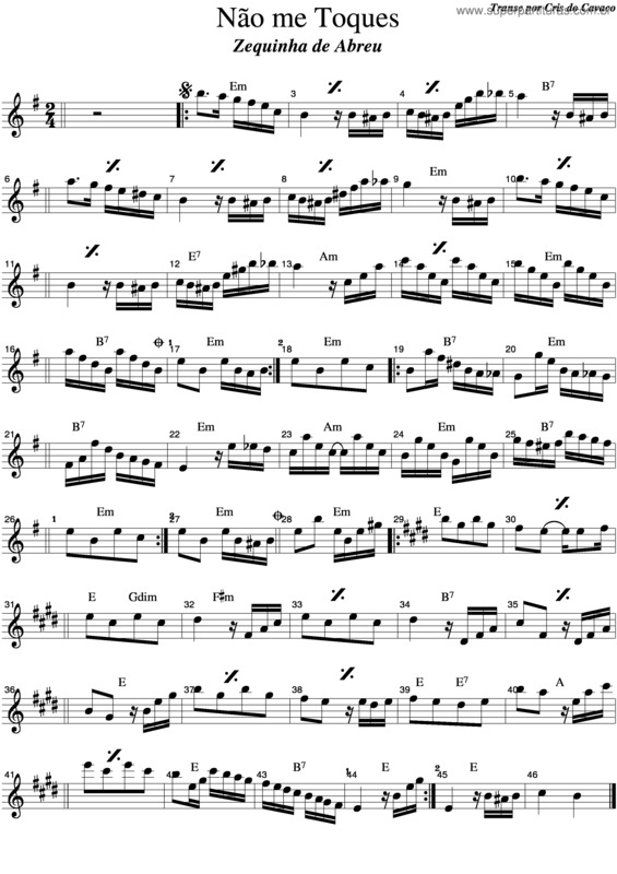 Partitura da música Não Me Toques v.2