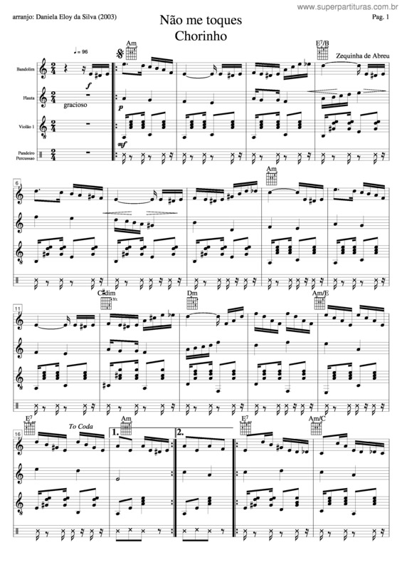 Partitura da música Nao Me Toques v.3