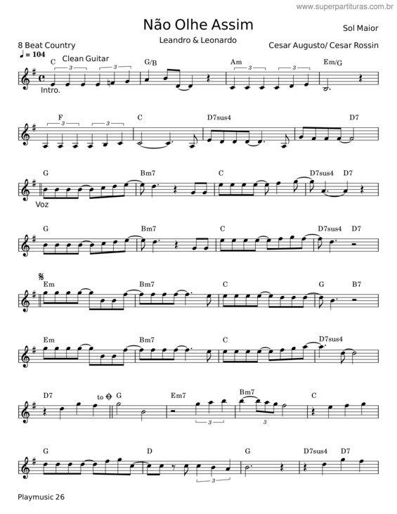 Partitura da música Não Olhe Assim v.2