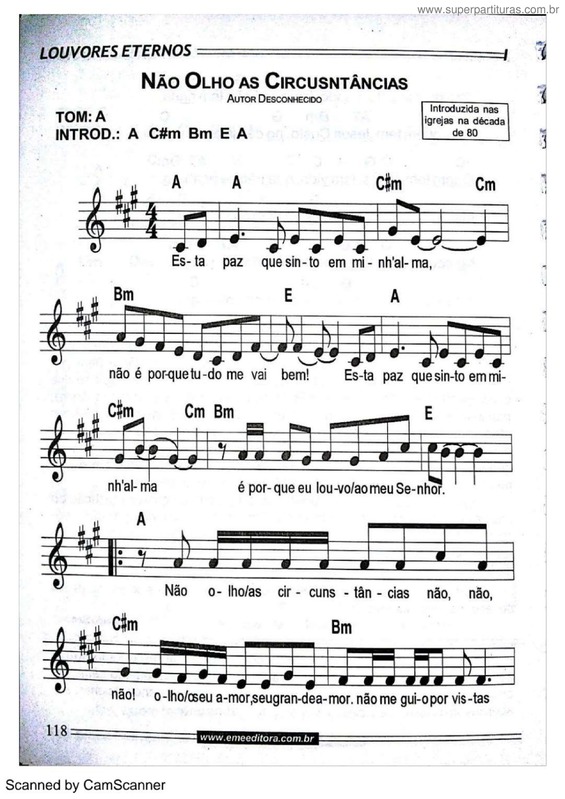 Partitura da música Não Olho As Circunstâncias