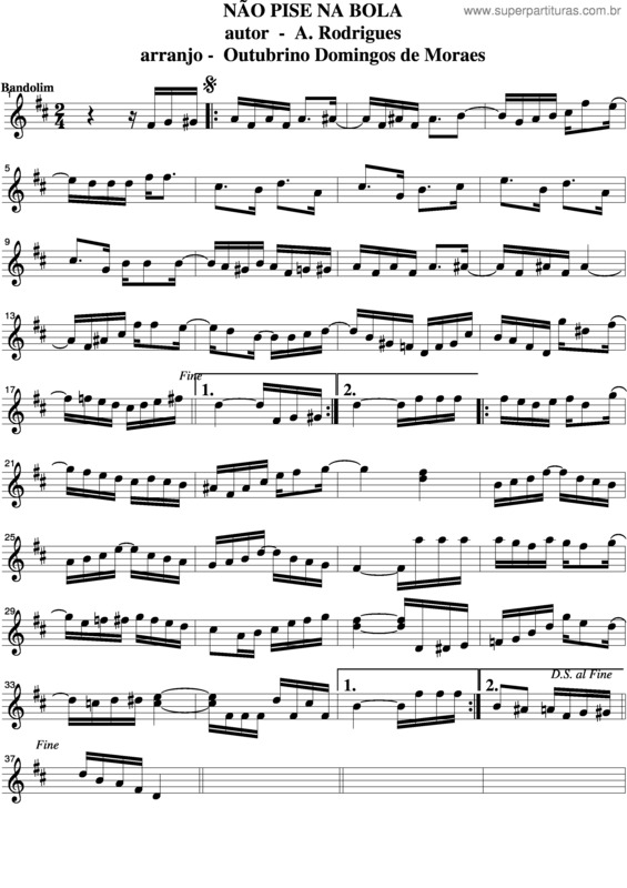 Partitura da música Não Pise Na Bola