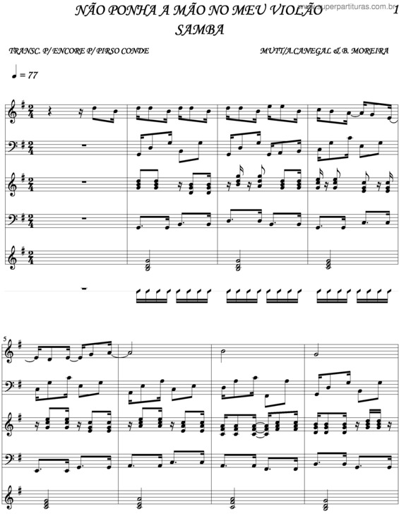 Partitura da música Não Ponha A Mão No Meu Violão