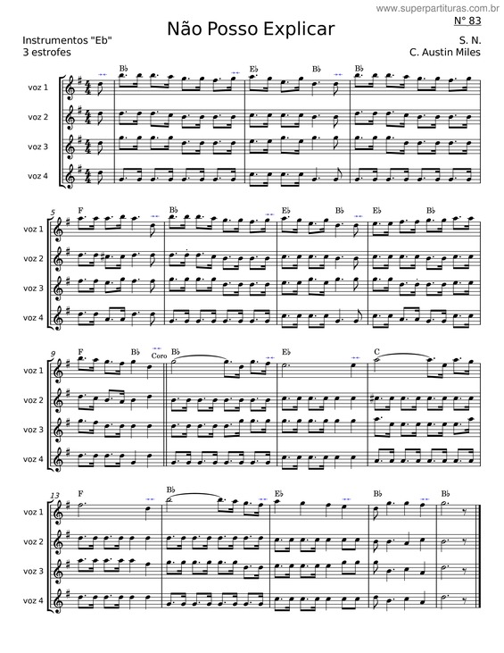 Partitura da música Não Posso Explicar – S. N.
