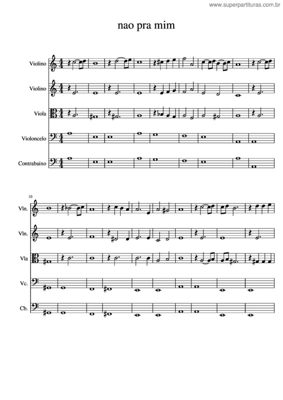 Partitura da música Nao Pra Mim Nova Abertura