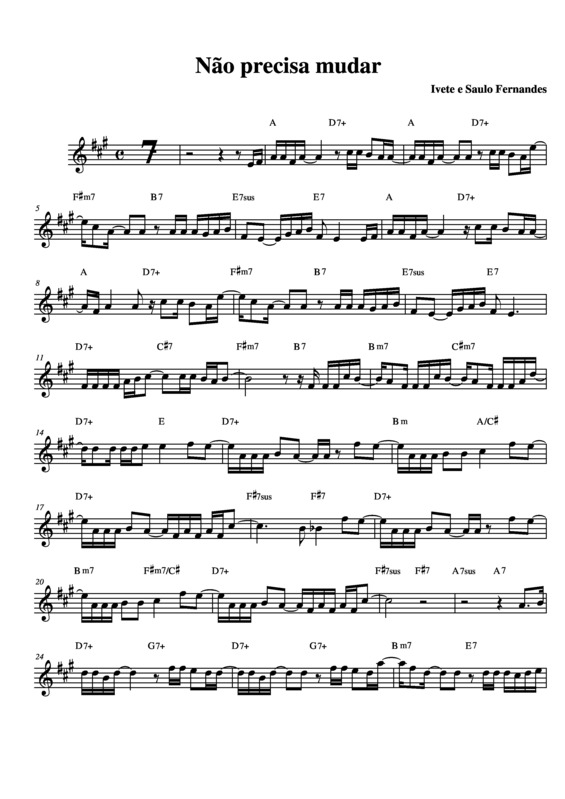 Partitura da música Não Precisa Mudar v.3