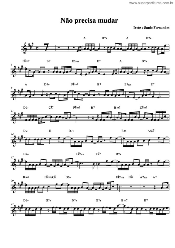 Partitura da música Não Precisa Mudar v.5