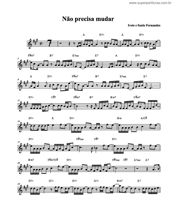 Partitura da música Não Precisa Mudar