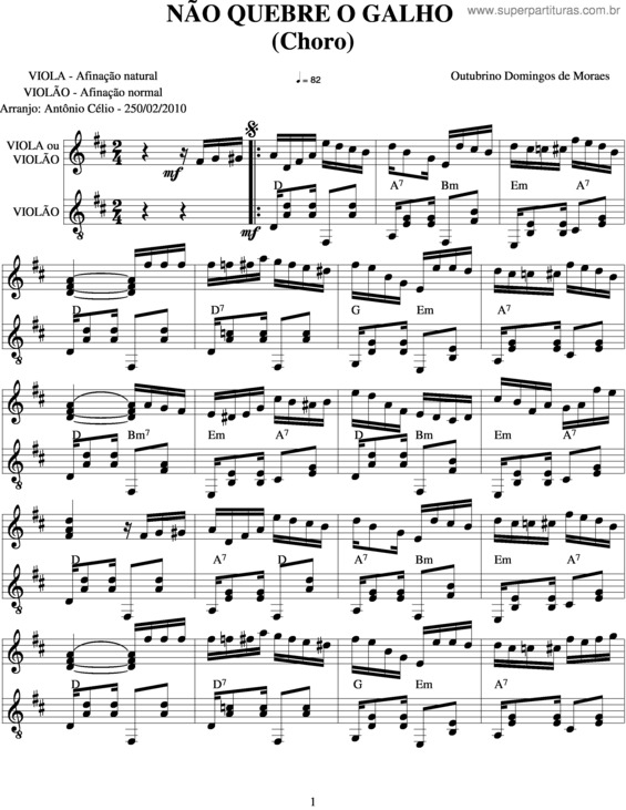 Partitura da música Não Quebre O Galho v.3