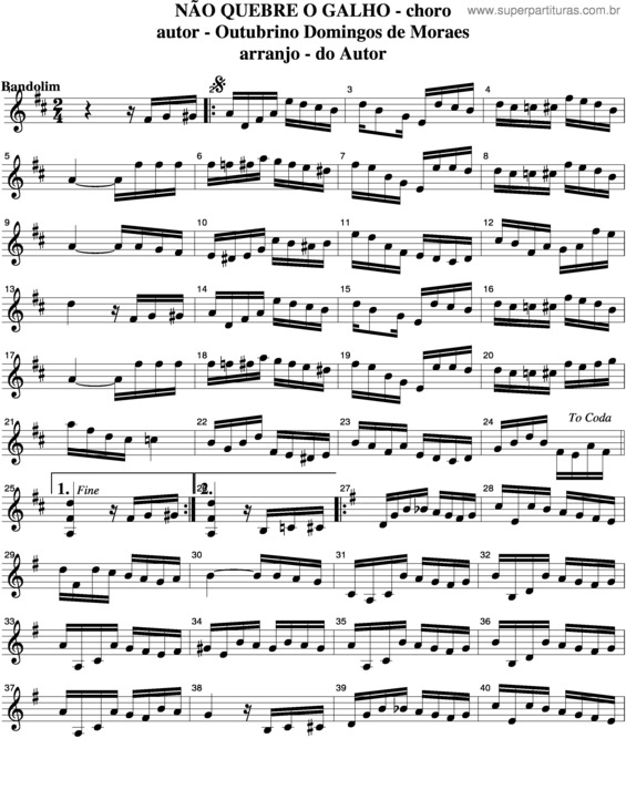 Partitura da música Não Quebre O Galho v.5