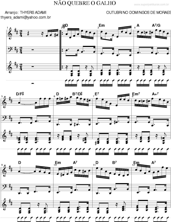 Partitura da música Não Quebre o Galho