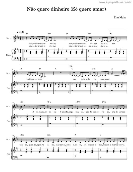 Partitura da música Não Quero Dinheiro v.14