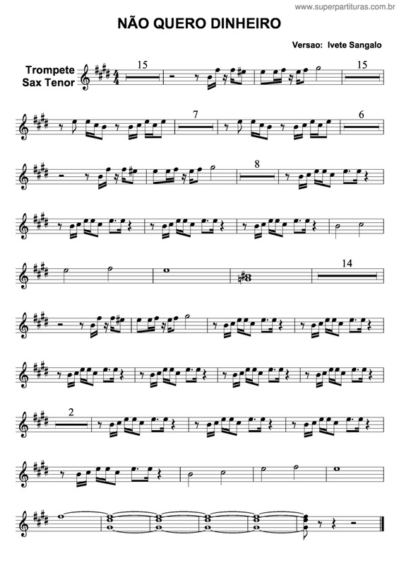 Partitura da música Não Quero Dinheiro v.5