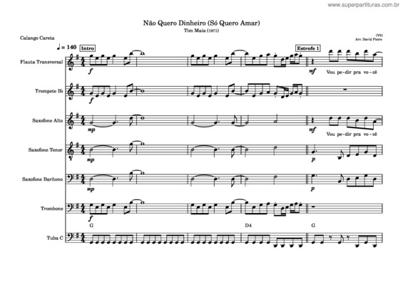 Partitura da música Não Quero Dinheiro v.7