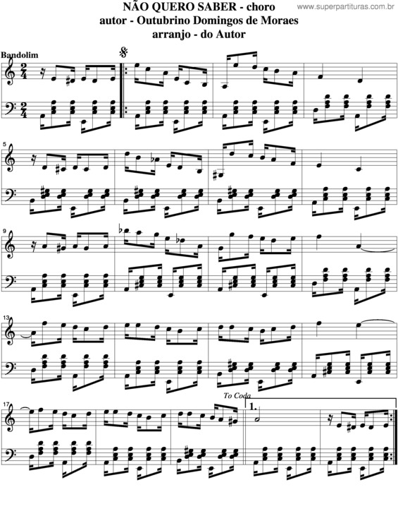 Partitura da música Não Quero Saber v.4