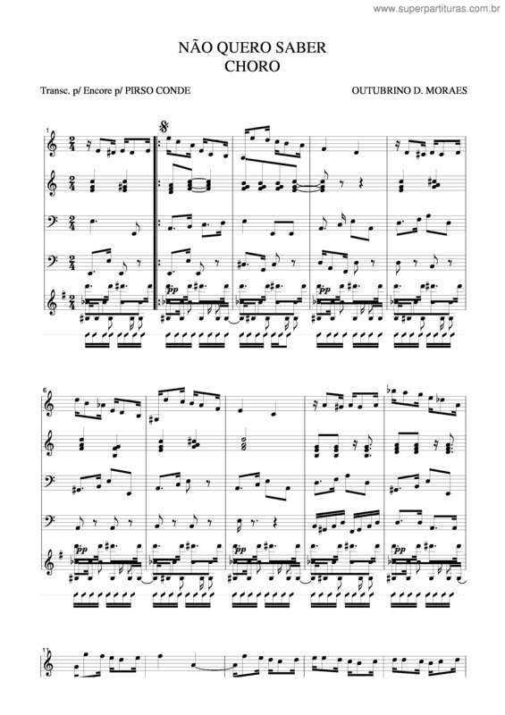 Partitura da música Não Quero Saber