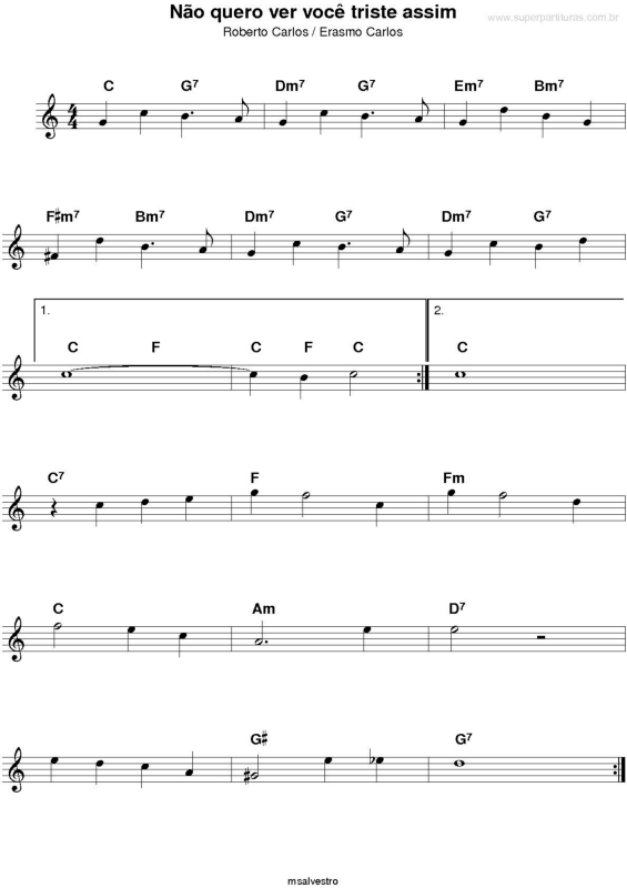 Partitura da música Não Quero ver Você Triste Assim