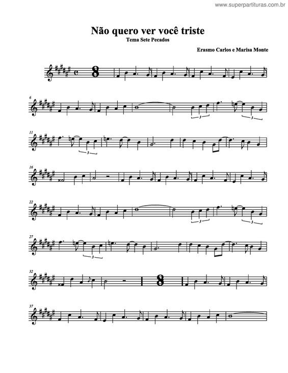 Partitura da música Não Quero Ver Você Triste v.2