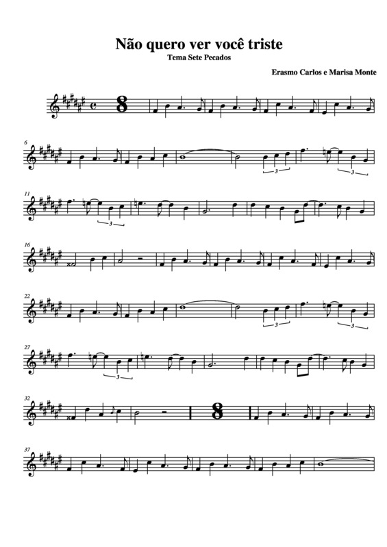 Partitura da música Não Quero Ver Você Triste v.3