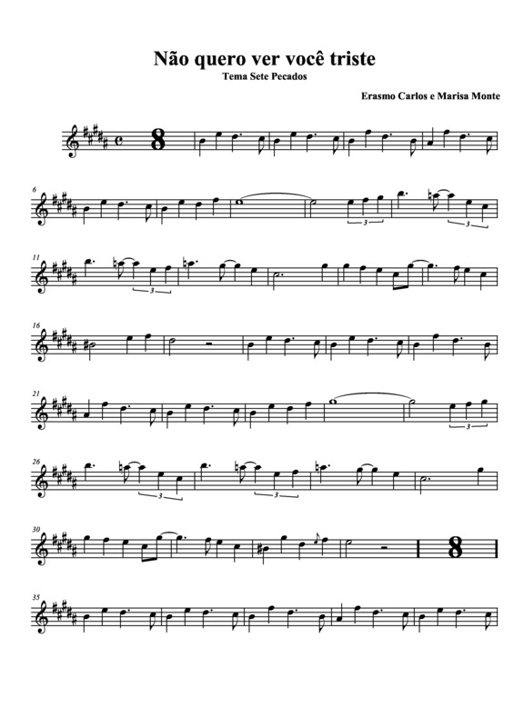 Partitura da música Não Quero Ver Você Triste v.4