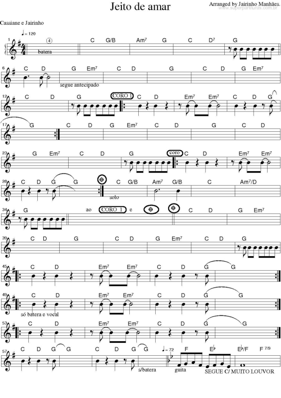 Partitura da música Não Reclame