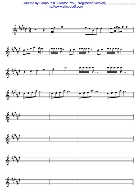 Partitura da música Não Se Afaste de Mim