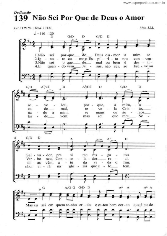 Partitura da música Não Sei Por Que De Deus O Amor