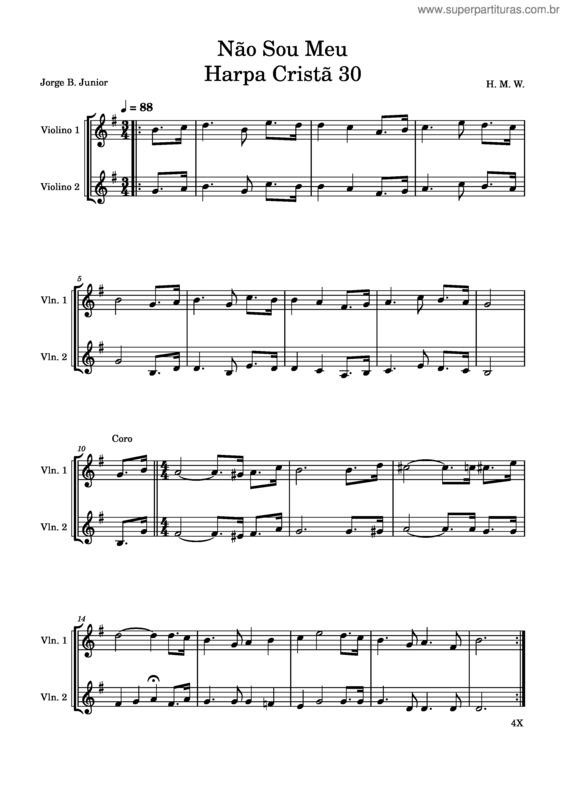 Partitura da música Não Sou Meu Harpa Cristã 30