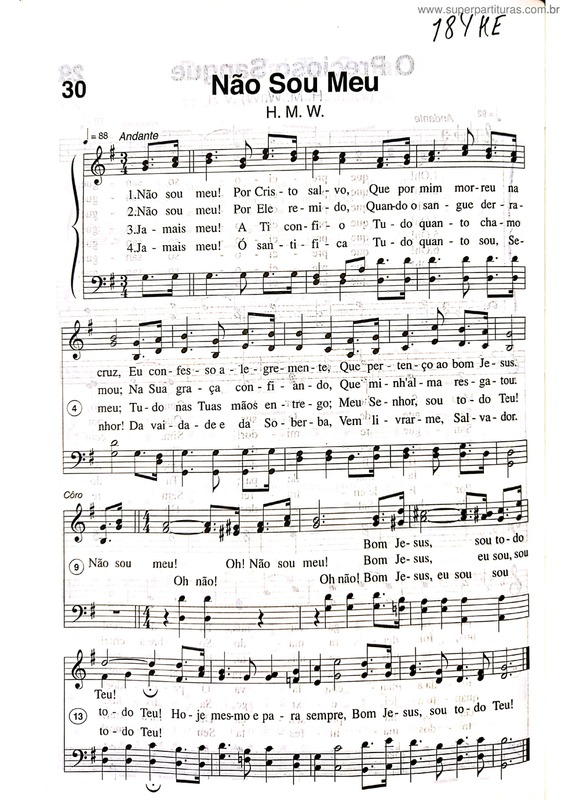 Partitura da música Não Sou Meu v.3
