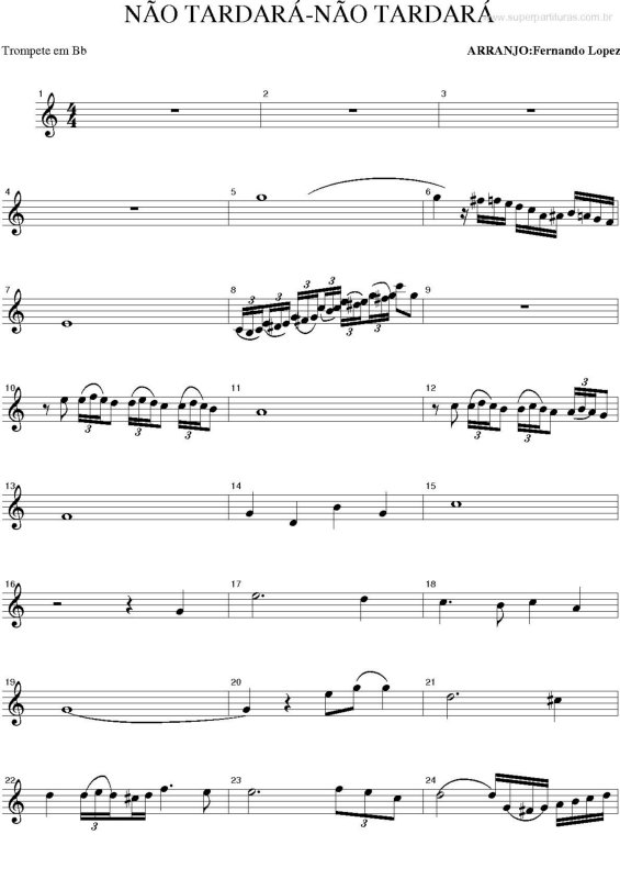 Partitura da música Não Tardará
